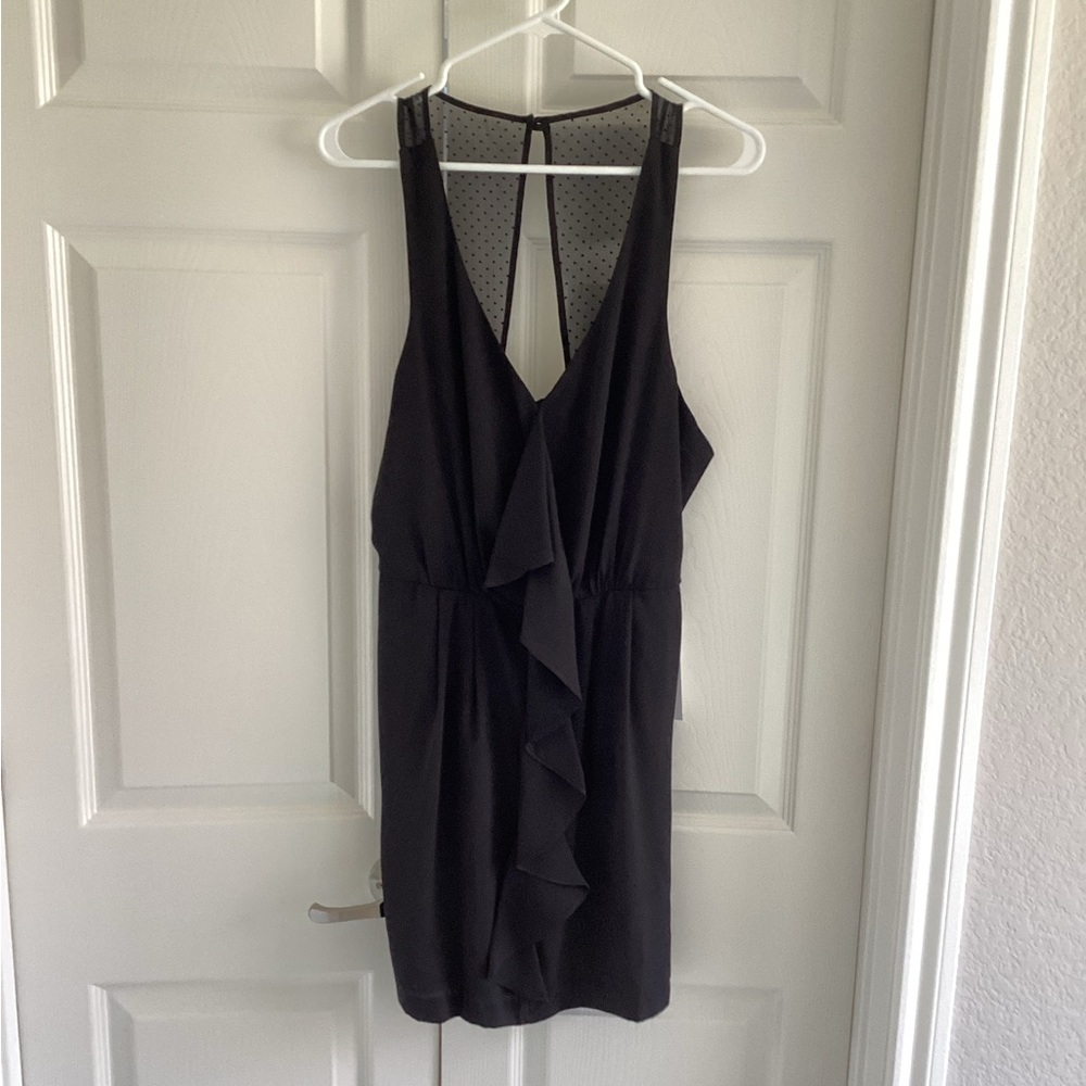 BCBG GENERATION Black Sleeveless Ruffle Front Mini Dress